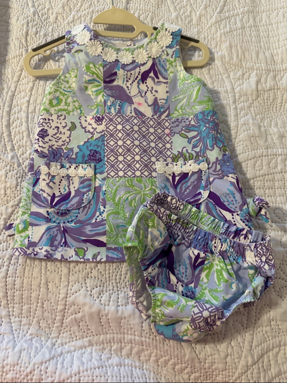 Lilly Pulitzer Purple, Blue & Green Patchwork Dress Set
